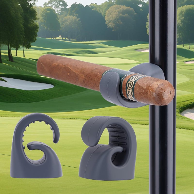 HMAZAE Magnetic Cigar Holder for Golf Cart, 2 Pack Universal Cigar Clip with Strong Magnet, Elasticity Silicone Stogie Accessories for Golfing Fishing Camping, Perfect Gifts for Men (Gray) - Image 1